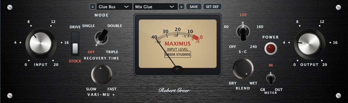 Maximus analog compressor plugin interface